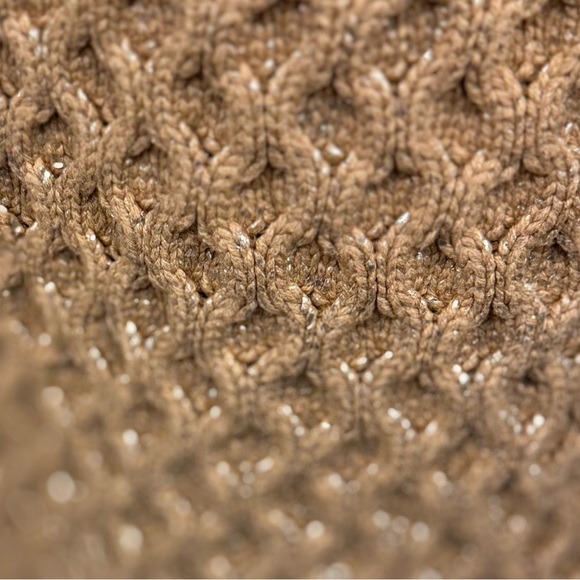 Anthropologie Pilcro Fisherman Tunic Sweater Dress Large Tan & Gold Chunky Knit - Picture 8 of 14